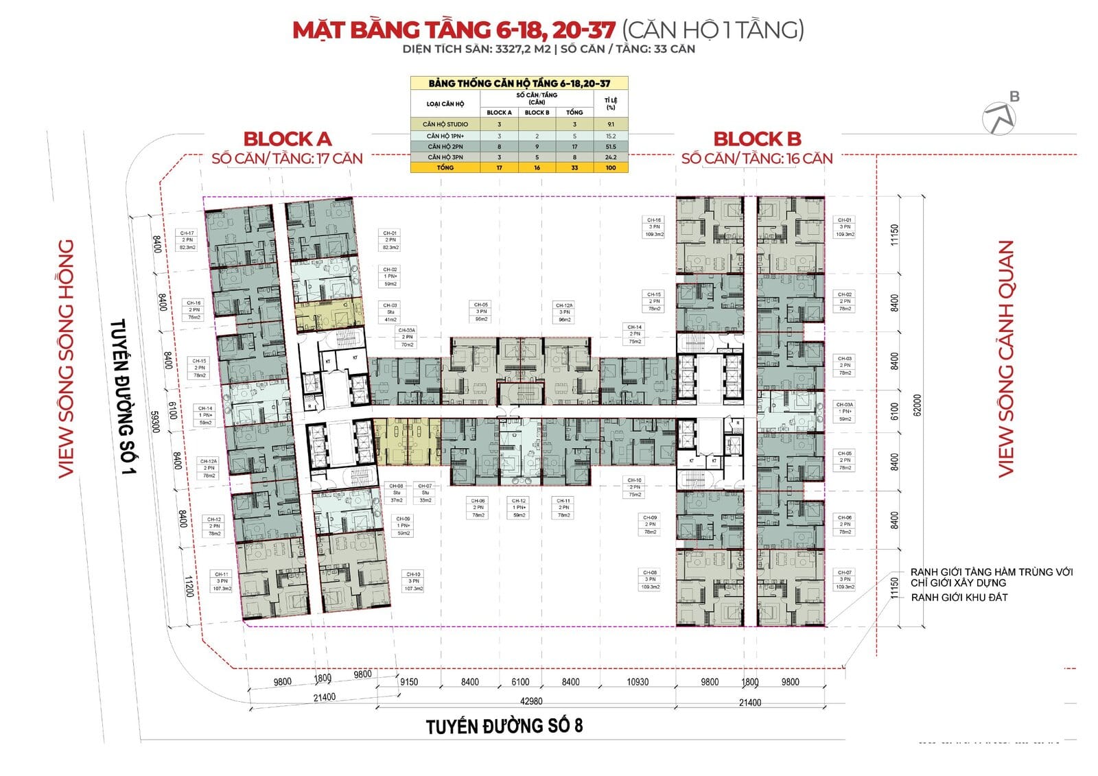 Mặt bằng tầng 6-18, 20-37 Legend 3 Mặt bằng tầng 6-18, 20-37