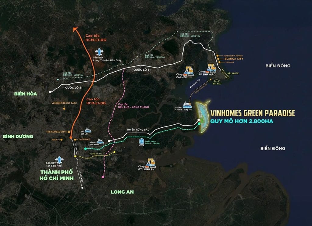 Tiềm năng sinh lời bền vững của Vinhomes Cần Giờ: Góc nhìn của chuyên gia đầu tư 3 Vị trí dự án Vinhomes Cần Giờ Green Paradise