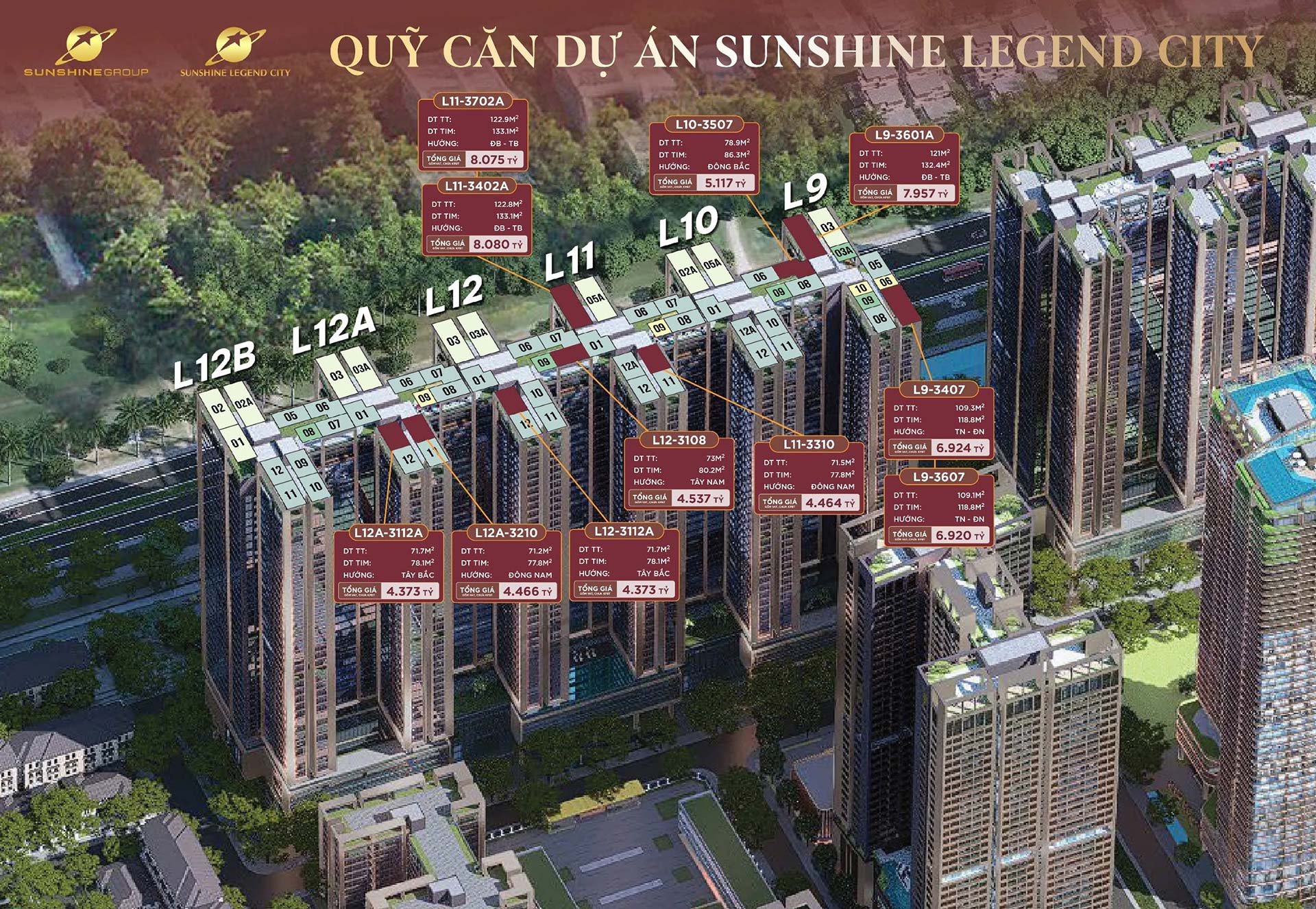 Bảng hàng dự án Sunshine Legend City 2