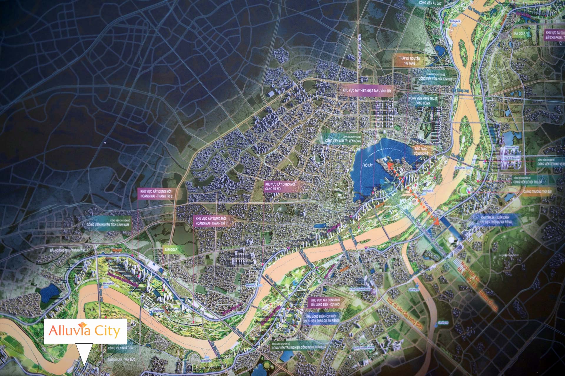 Alluvia City nằm trên quy hoạc trục đại lộ cảnh quan ven sông Hồng